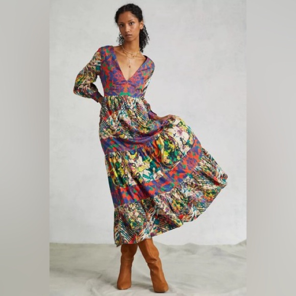 Roopa Pemmaraju Anthroplogie Boho Abstract Maxi Dress